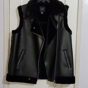 Edgy Unisex Leather and Teddy Vest